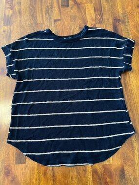 Blu Pepper Navy and Cream Striped Knit Top